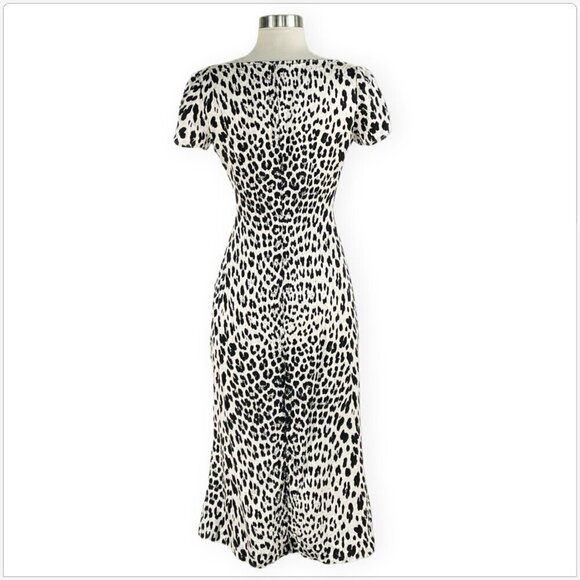 Gruppo GFT Black White Silk Animal or Snake Print Silk Midi Dress Italian 2 4 ? - Picture 4 of 5
